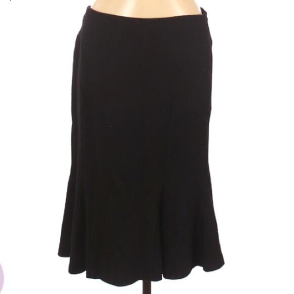 Club Monaco Black Wool Fluted Knee Length Skirt Womens 6 Dark Academia Preppy - Picture 1 of 8